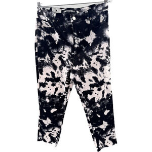 Karl Lagerfeld Paris Womens 10 Black Tie Dye Crop Jeans Raw Hem Streetwear Style